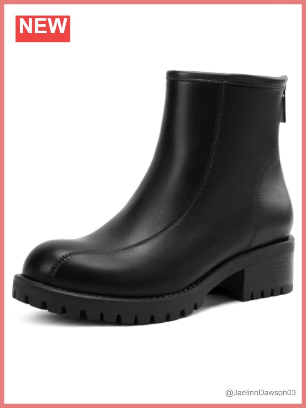 Wide Width Round Toe Combat Ankle Booties with Zipper, Low Block Heel, Faux